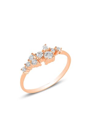 Gümüş rose zirkon taşlı lady gümüş yüzük