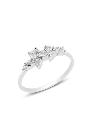 Gümüş rodyumlu  zirkon taşlı lady gümüş yüzük SGTL10616RODAJ