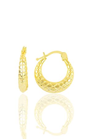 Gümüş altın yaldızlı baklava desenli gümüş şarnel küpe