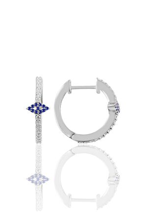 Gümüş rodyumlu safir taşlı eye gümüş halka küpe