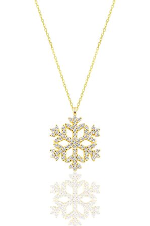 Gümüş altın yaldızlı gümüş kar tanesi kolye