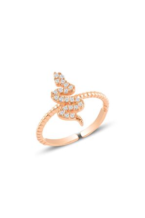 Gümüş rose yılan kolye küpe ve yüzük seti