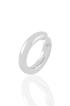 Gümüş rodyumlu sade sıkıştırmalı  kıkırdak küpe