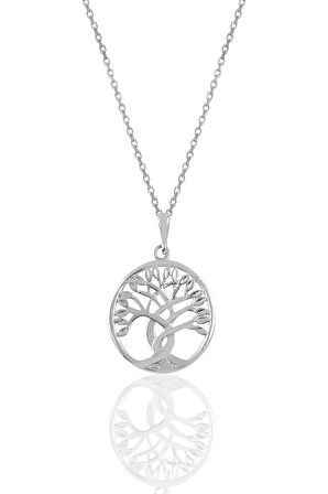 Gümüş rodyumlu yaşam ağacı kolye 