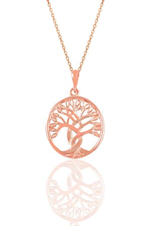 Gümüş rose  yaşam ağacı kolye 