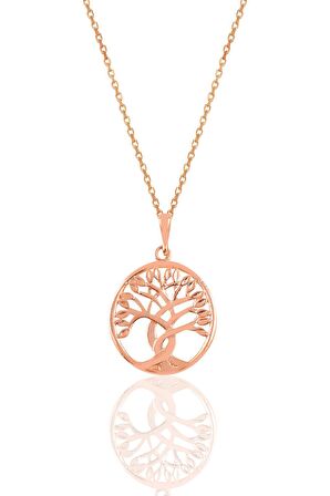 Gümüş rose  yaşam ağacı kolye 