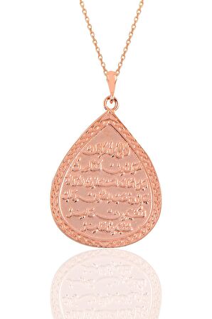 Gümüş rose kıtmir duası yazılı damla modeli kolye