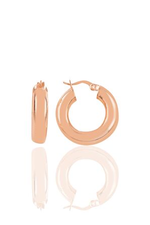 Gümüş rose 5 mm kalınlığında 21 mm büyüklüğünde kalın gümüş halka küpe