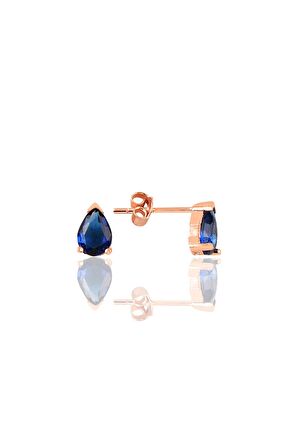 Gümüş rose safir taşlı damla küpe
