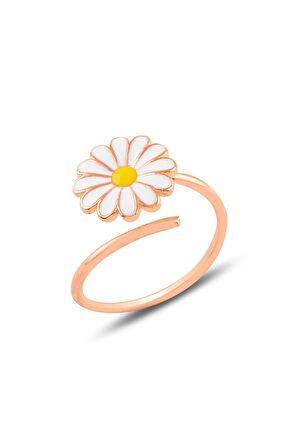 Gümüş rose ayarlanabilir papatya yüzük