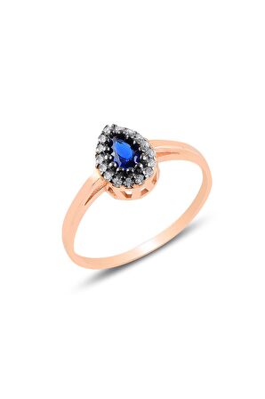 Gümüş rose safir taşlı damla üçlü set