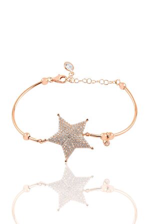 Gümüş rose zirkon taşlı star bilezik