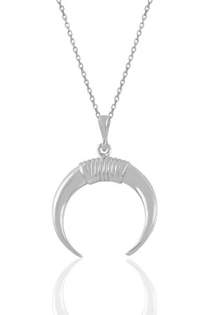 Gümüş  rodyumlu ters hilal kolye