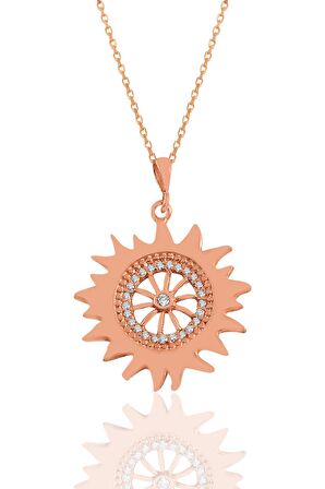 Gümüş rose zirkon taşlı şems kolye