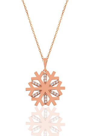 Gümüş rose zirkon taşlı sade kartanesi kolye