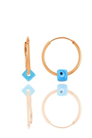 Gümüş rose top top zincirli  nazarlı turkuaz set