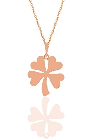 Gümüş rose dört yapraklı yonca kolye