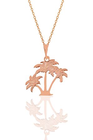 Gümüş rose üçlü palmiye kolye