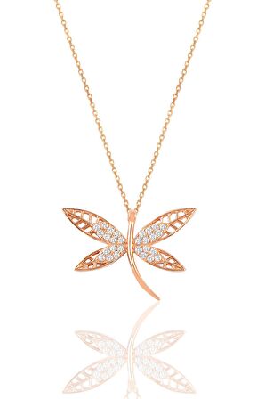 Gümüş rose zirkon taşlı yusufçuk kolye