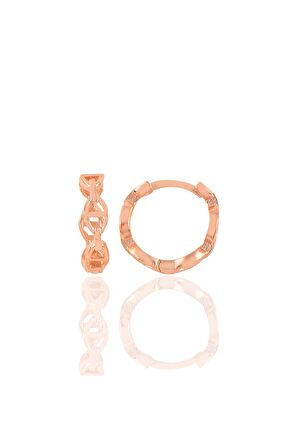 Gümüş rose düğme modeli halka küpe