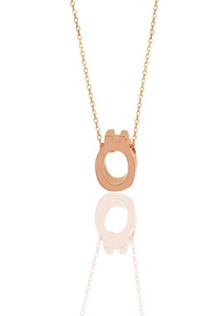 Gümüş rose üç boyutlu minimal  O harf kolye
