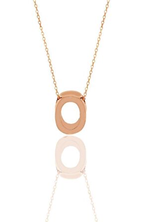 Gümüş rose üç boyutlu minimal  Ö  harf kolye