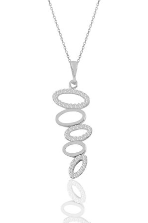 Gümüş rodyumlu zirkon taşlı olimpiyat kolye