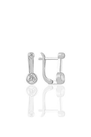 Gümüş rodyumlu zirkon taşlı  j küpe