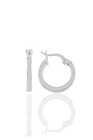 Gümüş rodyumlu balta kilit 17 mm halka küpe