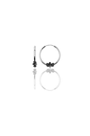 Gümüş 14 mm işlemeli halka küpe