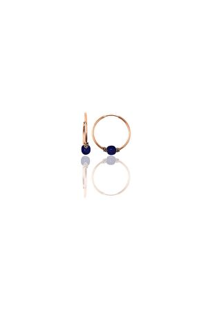 Gümüş rose 12 mm mini çivit mavisi halka küpe