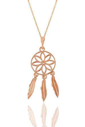 Gümüş rose mineli papatya kolye