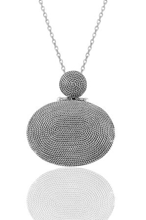 Gümüş salyangoz modeli oval telkari kolye