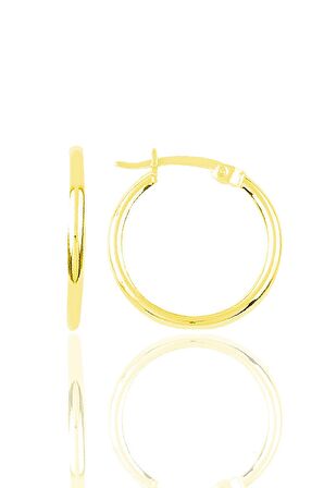 Gümüş altın yaldızlı 25 Mm Şarnel Halka Küpe SGTL11446GOLD