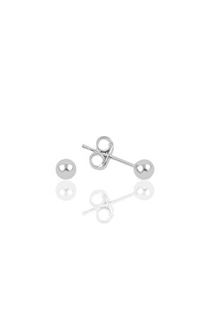 Gümüş 4 mm gümüş top küpe