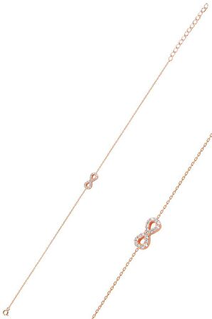 Gümüş rose zirkon taşlı sonsuzluk bileklik