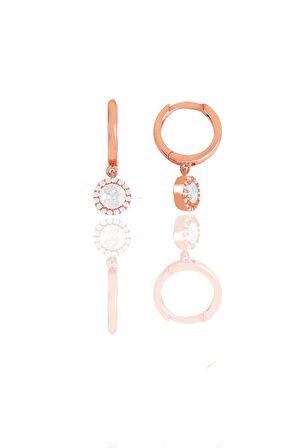 Gümüş rose zirkon taşlı pırlanta montür küpe