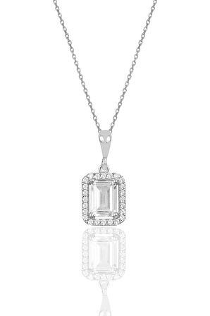 Gümüş rodyumlu baget taşlı üçlü set