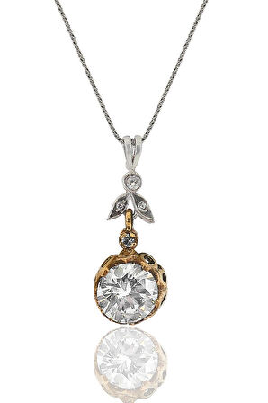 Gümüş zirkon tek taşlı otantik ikili set SGTL11593BEYAZ