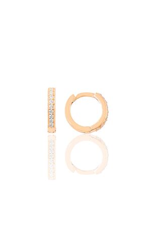 Gümüş rose zirkon taşlı 11 mm halka küpe Tragus Piercing Helix Kıkırdak Küpesi
