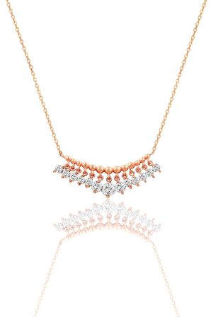 Gümüş rose zirkon taşlı shakira kolye