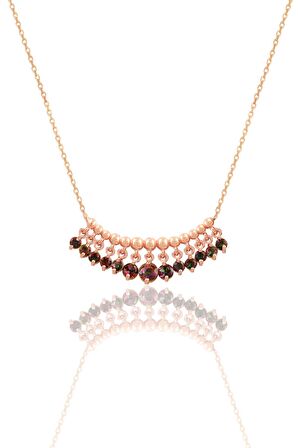 Gümüş rose mistik taşlı shakira kolye