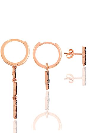 Gümüş rose siyah taşlı  yıldızlar kombin üçlü küpe seti