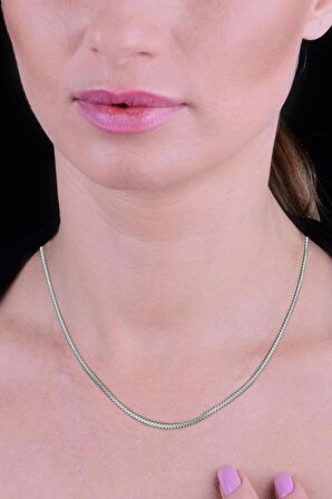 Gümüş  örgü modeli italyan zincir kolye