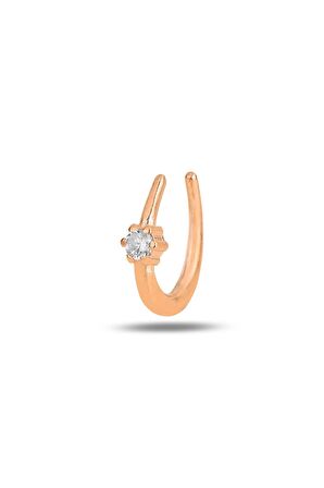 Gümüş rose zirkon taşlı sıkıştırmalı kıkırdak küpe 