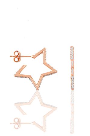 Gümüş rose zirkon taşlı star küpe