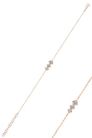 Gümüş rose zirkon  taşlı pırıltı bileklik