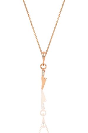 Gümüş rose zirkon taşlı bıçak modeli kolye