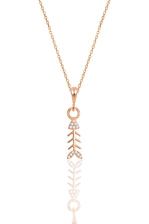 Gümüş rose zirkon taşlı balık kılçığı modeli kolye
