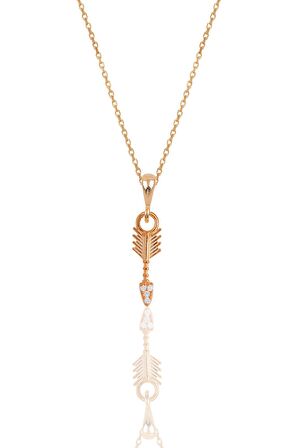 Gümüş rose zirkon taşlı ok kolye